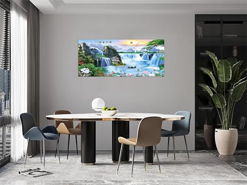 Tableau sur Toile Style Chinois Nature Cascade 60x140cm - 4
