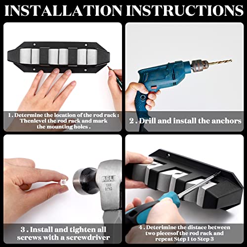 image for Sratte 4 Pcs Fishing Rod Holder for Boat Wall Mount Fishing Rod Rack 3