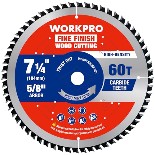 WORKPRO 7-1/4 Inch Woodworking Circular Saw Blade, 60T Fine Finish
