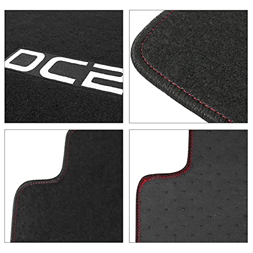 Floor Mats Compatible with 1994-2001 Acura Integra, DC2 Logo Factory Fitment Nylon 5PC Black Car Floor Carpets Carpet Liner by IKON MOTORSPORTS, 1995 1996 1997 1998 1999 2000