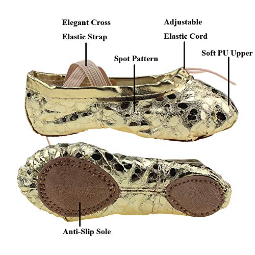 Msmax Child Leather Ballet Practice Flats Yoga Party Performa Slippers Gold 13 M Us Little Kid #TOP2