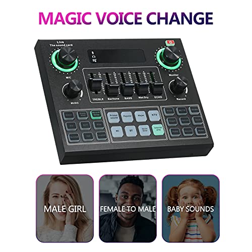 AudioMixer with Sound Effects V9 Live Sound Card Live Streaming Device Compatible with Phones, Computers and Tablets