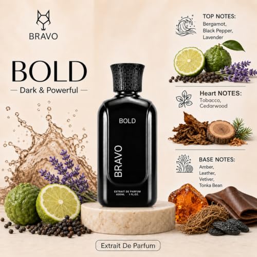 Image of Bravo Bold Extrait De Parfum | Cognac, Toffee & Tonka Bean Notes | Long Lasting Luxury Fragrance | Premium Perfume Spray | 30ml