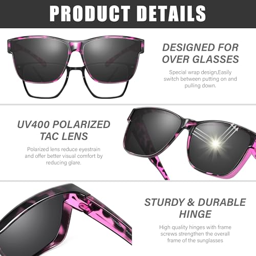 Image of Polarized Sunglasses Fit Over Glasses for Women Men | Oversized Square Sun Glasses UV400 Protection