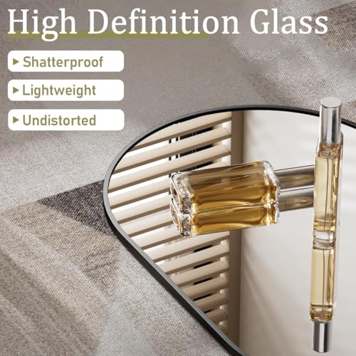 VooBang Black Oval Wall Mirror, 22x38 inch Oval Bathroom Mirror, Wall Mounted Vanity Mirror with Metal Framed, Tempered Glass and Reflective High Definition, Mounted Horizontally or Vertically - Image 4