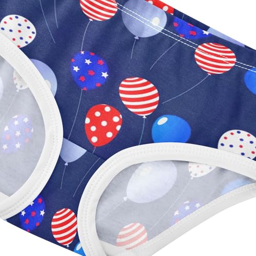 Cotton Girls Underwear Toddler USA Balloons Dark Blue American Panties for Girl Fun Print Kids Briefs Undies 2t4