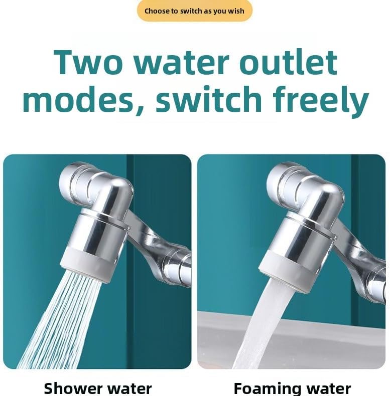 Universal Rotating Extendable Faucet with Splash Proof Nozzle and Adjustable Mechanical Arm for Kitchen Sink Flexible Pull Out Sprayer Aerator Water Saving Tap