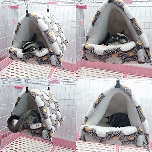 Image of Warm Bird Nest House Winter Parrot Hanging Hammock Cage Tent Plush Bird Hut Hideaway Cute Guinea Pig Hamster House Cave Small Animal Sleeping Bed for Gerbil Parakeet Squirrel Hedgehog