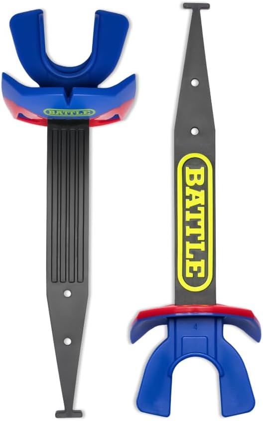 Battle Sports Speed Pro Two-Tone Mouthguard, No Boil, Braces Compatible, Connected Strap, Maximum Breathability (Black/Purple/Red)