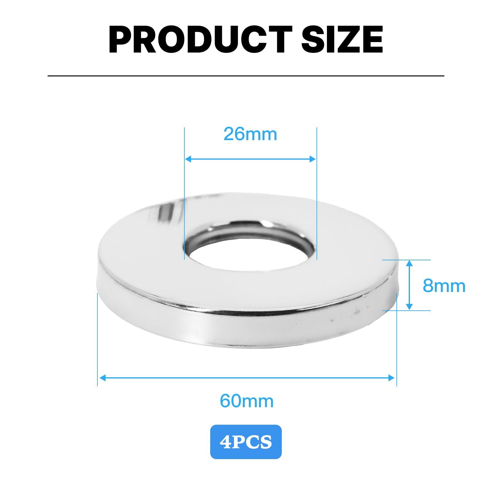 Hugwish tap Shower Pipe Cover Plate 3/4 inch 27 mm x 62 mm x 8 mm in Height 4pcs - Image 2
