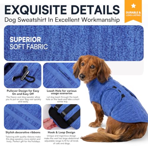 Image of Queenmore Small Dog Sweater,Soft Fleece Dog Vest Dog Jacket with Leash Hole