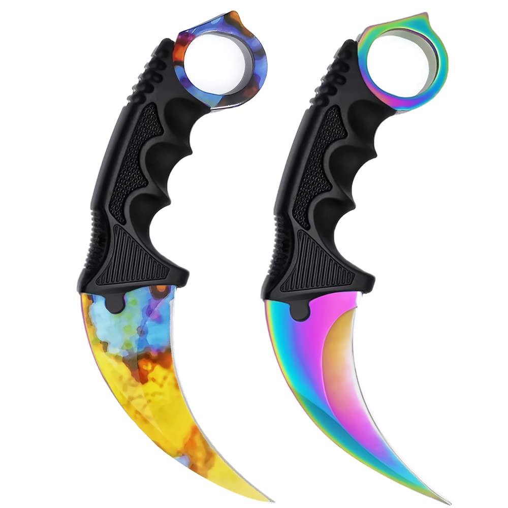 ZLIXING KARAMBIT 2 Pieces Fixed Blade Camping Knife with Sheath Men Gifts EDC Tool for Hunting Outdoor Survival Hiking