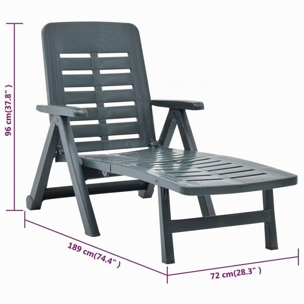 vidaXL Chaise Longue Pliable Plastique Vert