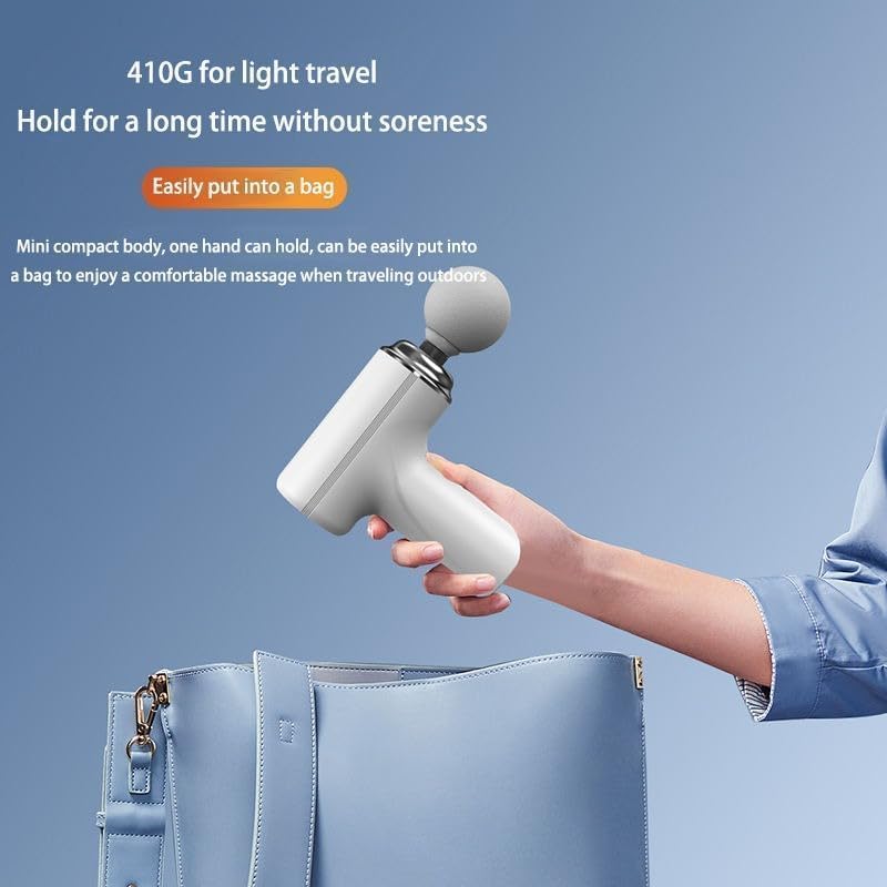 Mini massage gun, 6 speed settings, 45DB cool operation, 15 kg intensity, 10 -hour battery life, portable deep tissue collision Massage 4 heads, with white Mini massage gun, 6 speed settings, 45DB cool operation, 15 kg intensity, 10 -hour battery life, portable deep tissue collision Massage 4 heads, with white