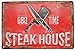 Steakhouse BBQ Plaque murale en métal rétro en relief pour porte de cuisine 30 x 20 cm