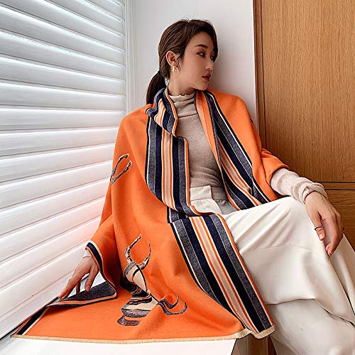 Dames Winter Kasjmier Sjaal Warm Pashmina Deken Paardensjaals Vrouwelijke Sjaal Wraps Dikke Foulard, Y18-3-Donkergrijs