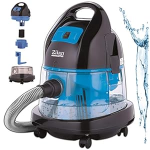 Waterstofzuiger met waterfilter | stofzuiger zonder zak | H20 zuigvermogen | EEK A | 2.000 Watt | 360° slang | vacuum cleaner | zakloze stofzuiger | vloerstofzuiger (Ocean Deep Blue)