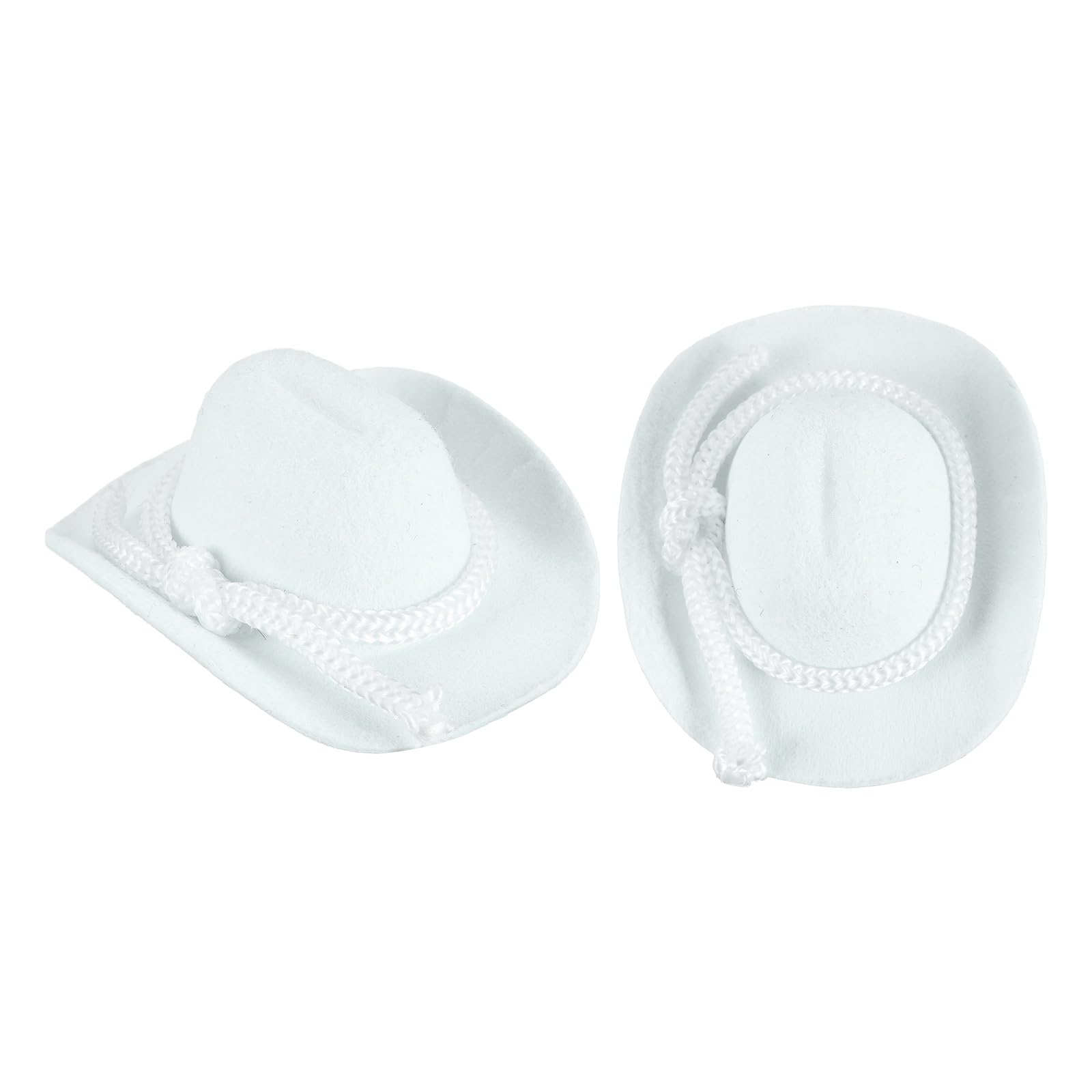 PATIKIL 2 Pcs Mini Cowboy Hats, White Miniature Western Cowboy Hat Tiny Dollhouse Accessories for Crafts Dolls Wedding Party Dress Decoration Hair Accessories Snowman,2.6 x 2 x 1.2 Inch