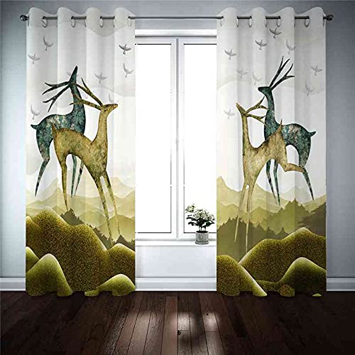 Rideaux occultants 140x polyester isolant phonique animaux de la forêt 3D
