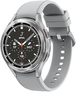 Samsung Galaxy Watch4 Classic, Runde Bluetooth Smartwatch, Wear OS, drehbare Lünette, Fitnessuhr, Fitness-Tracker, 46 mm, Silver (Deutche Version)