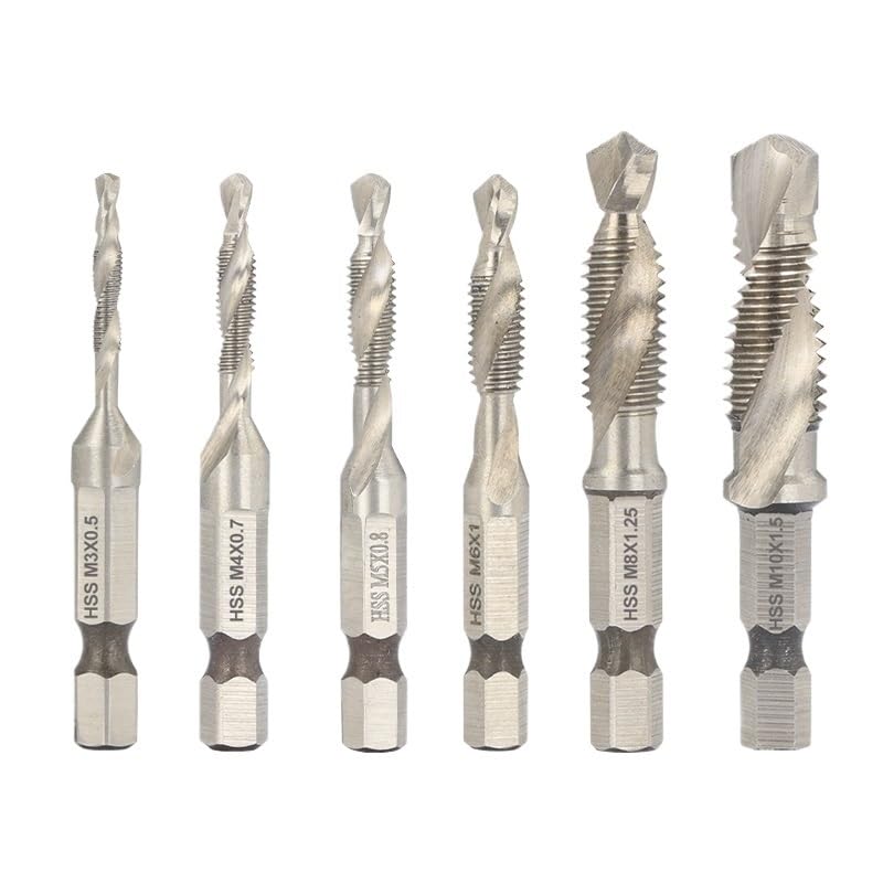 Chamfering Drill Bit， 6pcs HSS Countersink Tap Drill Bit Set,