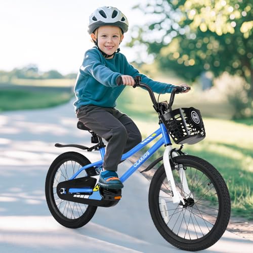 Image of Olakids Kids Bike, 12 14 16 18 Inch Toddlers Bike with Training Wheels Basket Adjustable Seat and Handlebar, Handbrake and Coaster Brake, Children's Bicycle for Boys Girls 3-8 Years Old