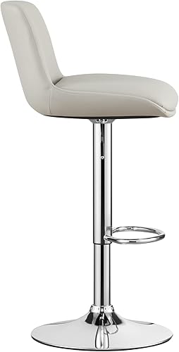 Miniatura 5 de MINCETA Taburetes de bar, moderno taburete giratorio tapizado con respaldo para altura de bar y mostrador, altura ajustable de 24 a 34 pulgadas,