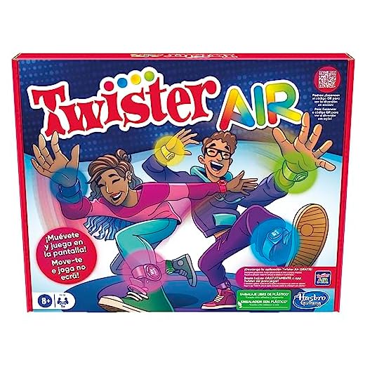 Hasbro Gaming Gioco Twister Air - Gioco Twister Air con App RA - Connettiti con Dispositivi Intelligenti - Giochi di Festa Attivi - età: A Partire da 8 Anni