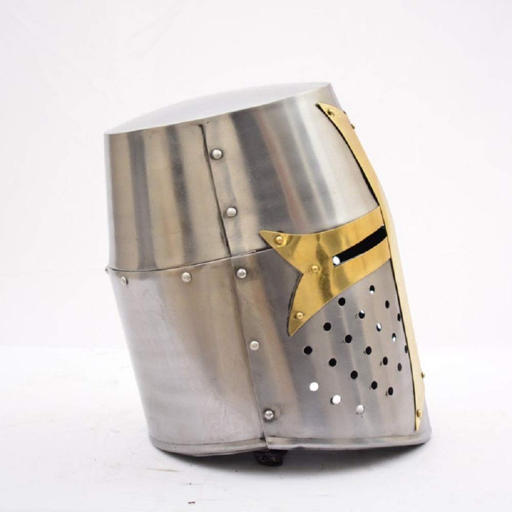 Generic Artigianato Romano Casco Medievale Crusader Ottone per Adulti Unisex, Ideale per Eventi Rinascimentali, Rievocazioni, Società Storiche e Uso Decorativo