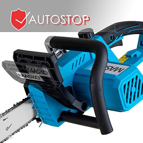 MASKO® Elektro Kettensäge 2800 Watt 46cm Schnittlänge Oregon Kette und Qualitätsschwert, mit automatischer Kettenschmierung Elektrische Motorsäge Überlastungsschutz inkl. Schutzhülle Schwarz/Blau - 5