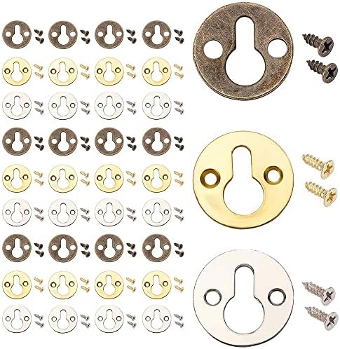 60 Sets Round Keyhole Shelf Brackets Hangers Flat Round Keyhole Hangers ...