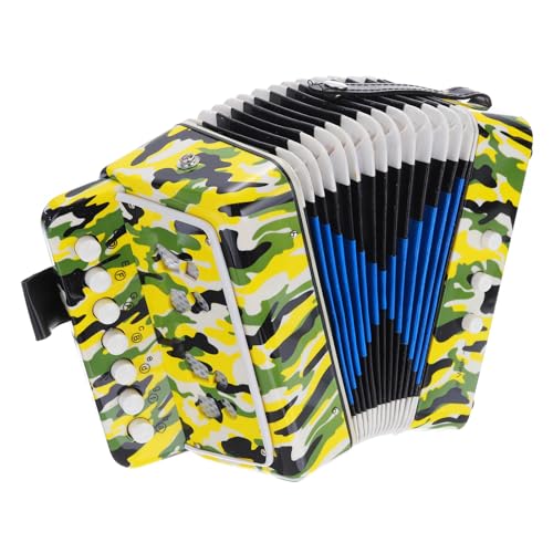 QUARKZMAN Knopfakkordeon 10 Tasten Knopfakkordeon Mini Musikinstrument Geschenke für Erwachsene Anfänger Bildung, camo-Farbe
