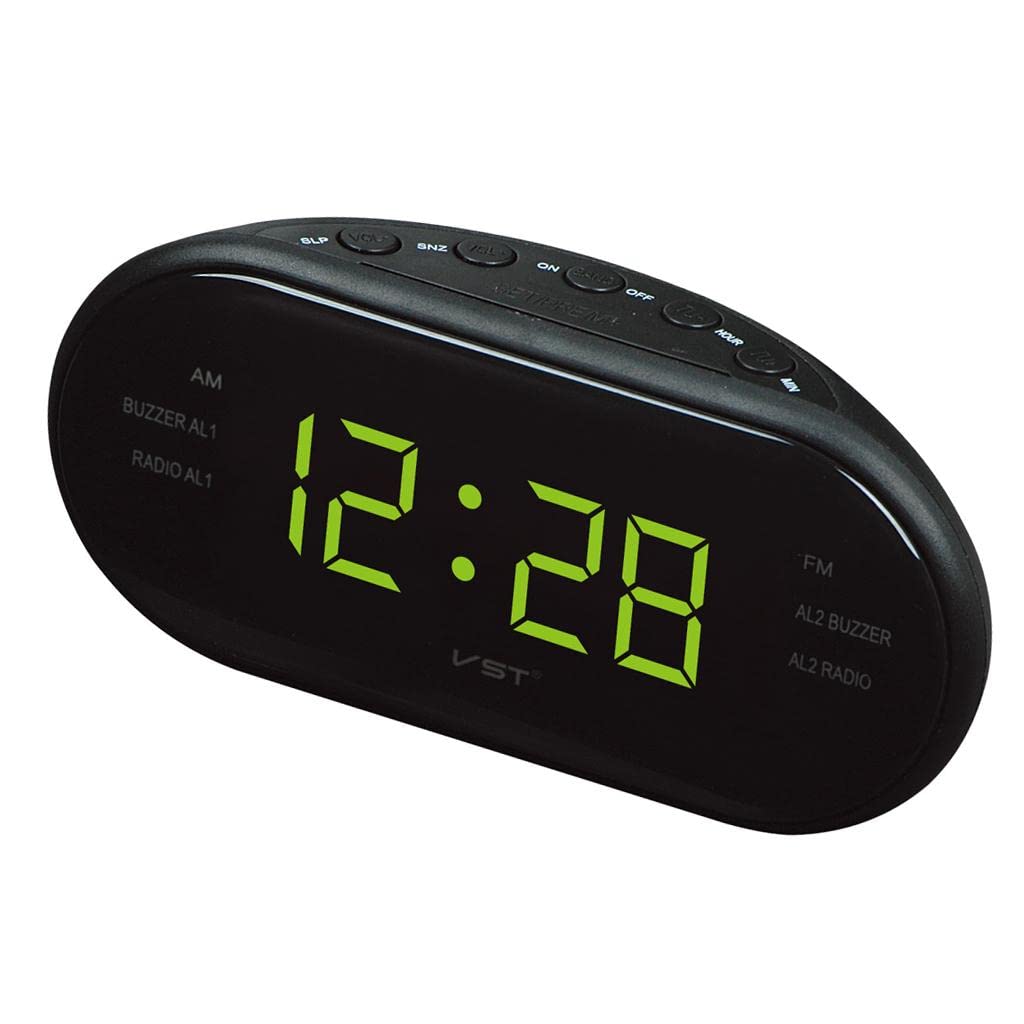 Digital LED Display Clock AM FM Radio Alarm Clock with Dual Alarm EU Yellow-image-20
