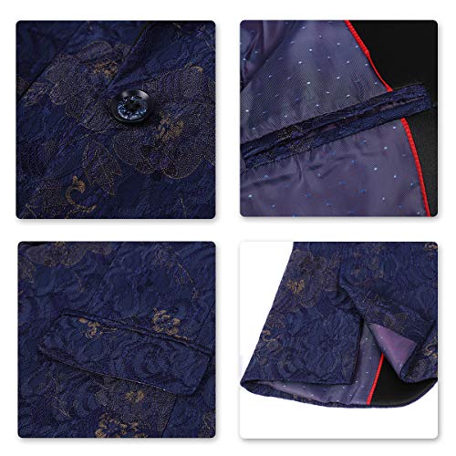 Boys Shiny Blue Pattern Paisley Suit Slim Fit 3 Pieces Suit Set Jacket Trousers Colorful Bowtie #TOP5