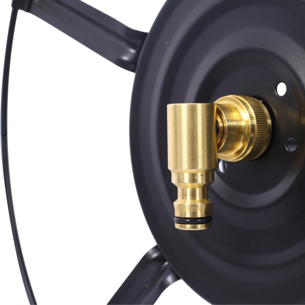 AC-DK Retractable Garden Hose Reel,1/2 in x 100ft (Green) Wall Mounted Hose Reel, with 12- Function Sprayer Nozzle, Any Length Lock/Slow Return System/Wall Mounted/180°Swivel Bracket