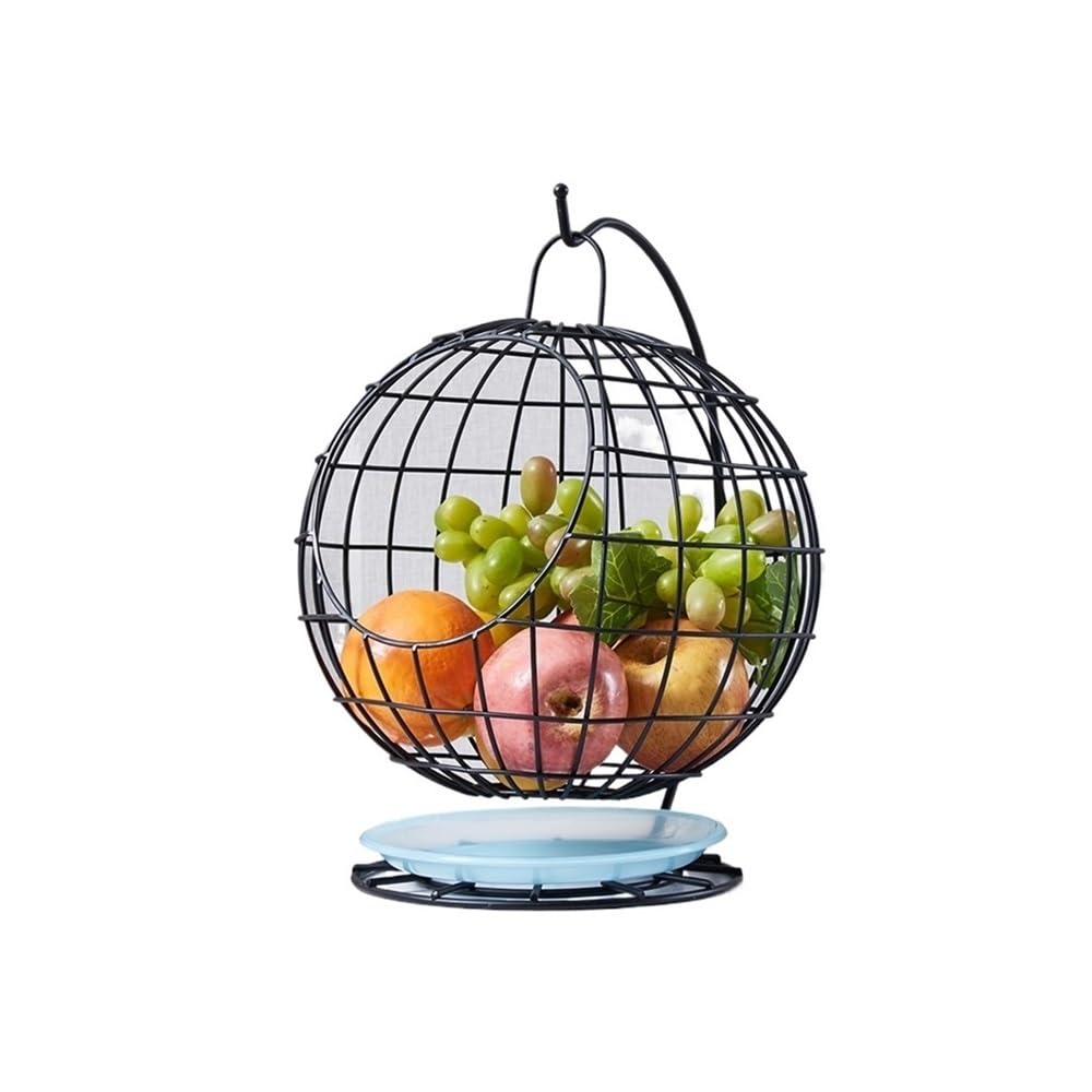HLHLOP777 Fruit Bowl Fruit Basket Kitchen Countertop Rack Exquisite Metal Perfect for Holding Fruit Basket(Black)