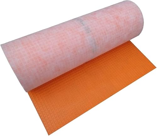 Entkopplungsmatte aus Polyethylen-Kunststoff mit elektrischer Membran, wasserdicht und permanent, für Boden, 30 m, Orange (1 m x 30 m = 30 m²)