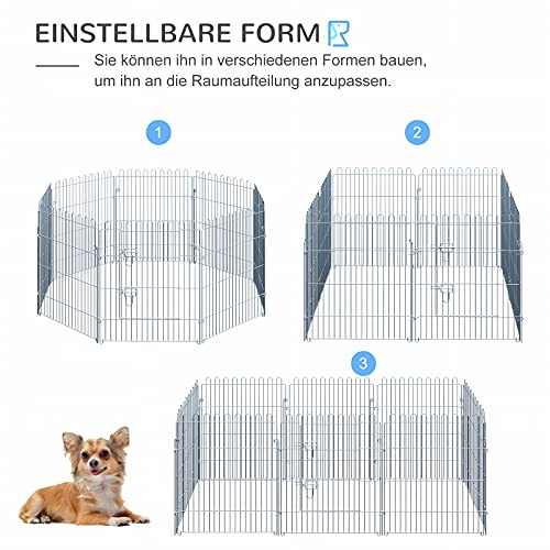 PawHut Freilaufgehege Welpenauslauf Welpenzaun Laufstall Welpengitter für Tiere 8-teilig B63 x H76 cm