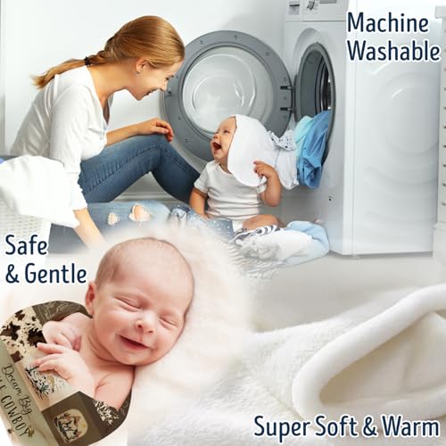 Image of Western Blanket, Western Decor for Nursery Room, Baby Blankets for Boys Girls, Cowboy Baby Blankets, Western Baby Stuff, Soft Warm Lightweight Nursery Bed Blanket for Newborn Toddlers (03, 30x40 in)