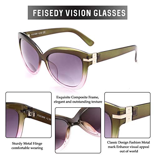 Feisedy Cat Eye Women Sunglasses Retro Bifocal Reading Presbyopia Glasses B2556 #TOP4