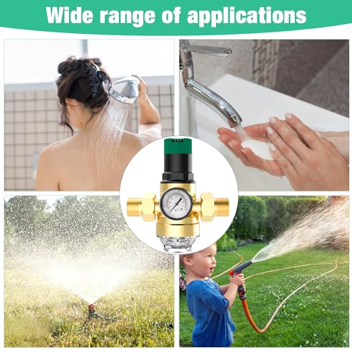 Druckminderer Wasser 1/2 Zoll, Wasserdruckminderer Mit Wasserdruckmesser Und Mesh Filter, Wasser üBerdruckventil Aus Messing zur Regulierung des Wasserdrucks