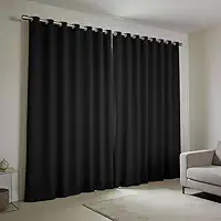 Cortina Blackout em Tecido - Corta Luz - Sala - Quarto - Escritório (Preto, 4,00 x 2,70 Metros)