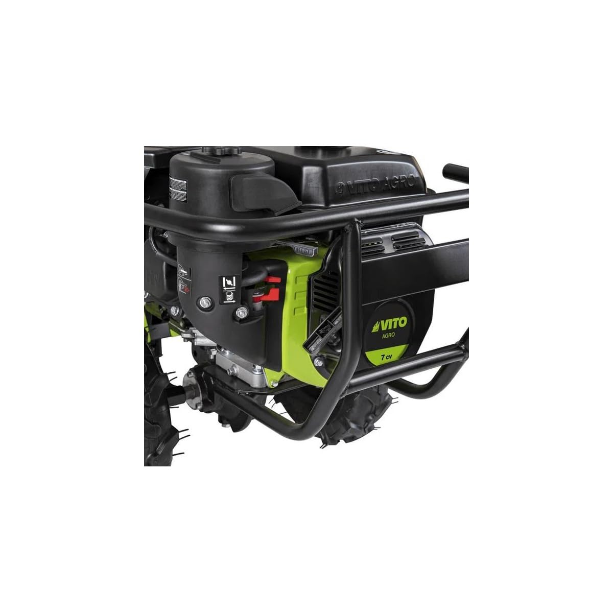 VITO - Motoculteur Thermique 7CV (5.2kW) Essence 4T 212cm³ Fraises à Double Rotation Transmission Directe 2 Vitesses AV + 1 AR Largeur 620mm Travail Intensif Agriculture/Jardinage