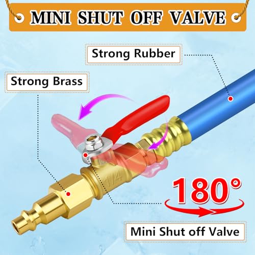Image of RV Winterizing Kit, 12'' Winterize Blowout Adapter with Shut Off Valve, Sprinkler Winterization Kit, RV Winterize Hose with 1 /4 inch Quick Connect Plug, for RV, Camper, Boat, Motorhome, Blue