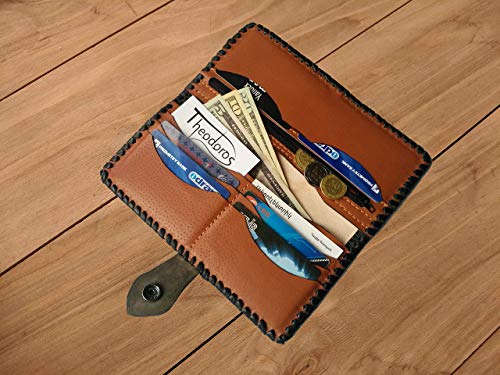 Men's 3D Genuine Leather Wallet, Long wallet, Biker wallet, Hand-Carved, Hand-Painted, Leather Carving, Custom wallet, Personalized wallet, Viking4