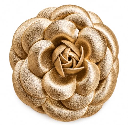 Image of Vintage Style Elegant Camellia Fabric Flower Brooch Pin Scarf Bridal Dress Wedding Accessories Jewelry Gift
