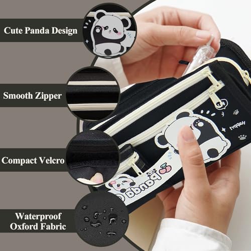 LJCZKA Cute Panda Pencil Case Large Capacity for Girls Boys Pencil Pouch with Compartments Panda Stationery for Office College School - Image 3