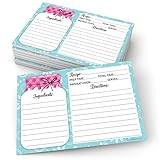 321Done 4x6 Recipe Cards (Set of 50) - Mason Jar - Thick Double Sided Premium Card Stock - Made in USA - Rustic Pink and Teal, Large Notes From