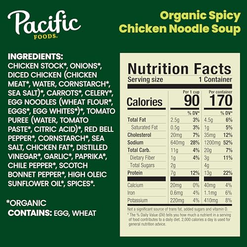 Image of Pacific Foods Organic Spicy Chicken Noodle Soup, 16.1 oz Can (Pack of 2)