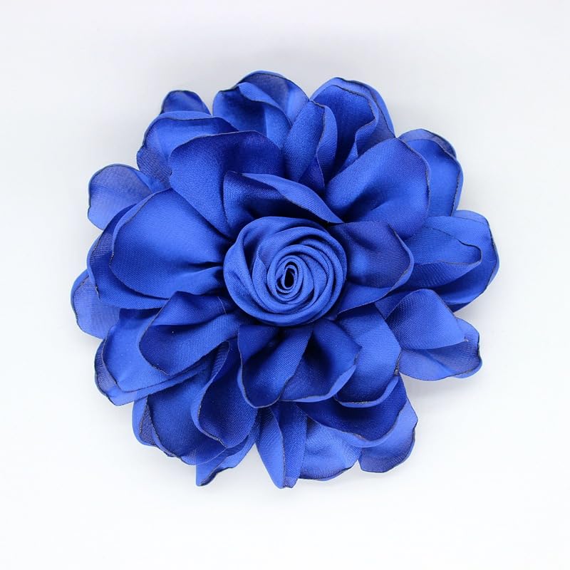 Image of Extra Large Satin Fabric Flower Brooch for Women Elegant Rose Camellia Floral Brooch Pin Handmade Big Satin Fabric Flower Statement Brooch Pin Vintage Clothing Hat Bag Accessories Christmas Wedding Bridal Birthday Jewelry